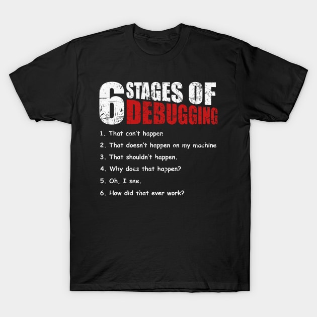 6 Stages of Debugging Bug Coding Computer Programmer T-Shirt T-Shirt by blimbercornbread